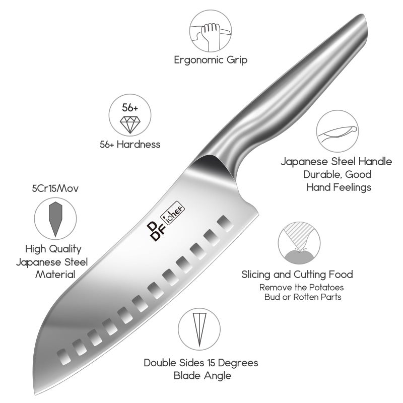 DDF iohEF Kitchen Knife, Chef's Knife In Japanese Stainless Steel Professional Santoku Cooking Knife, 7 Inch Non-slip Ultra Sharp Knife with Ergonomic Handle - Image 2